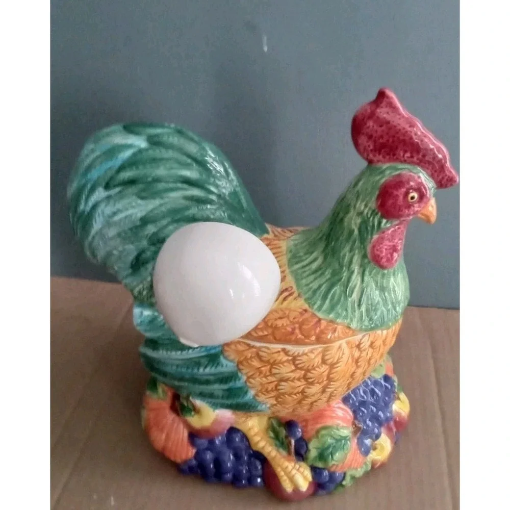 Whimsical Ceramic Rooster Soup Tureen Ladle‎ Fruit Decor Kitchen Decor